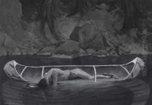 Sideways Fell Into The River, Plunged Beneath The Sluggish Water by Frederic Remington