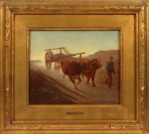 Utah Landscape With Oxen by Frederic Remington