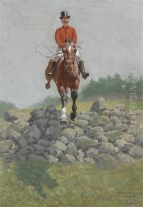 A Hunting Man (in Full Pursuit: H.l. Herbert Taking A Wall)