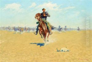 Cutting Out Pony Herds (a Stampede) by Frederic Remington