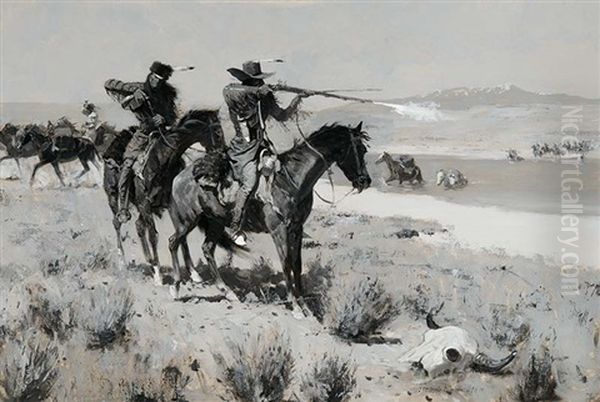 The Pack-horse Men Repelling An Attack By Indians - view 1