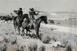 The Pack-horse Men Repelling An Attack By Indians by Frederic Remington
