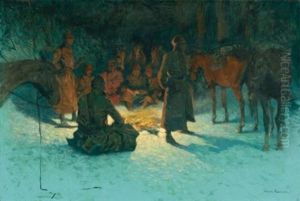 A Halt In The Wilderness (halt To Warm; Halt Of A Cavalry Patrol To Warm)