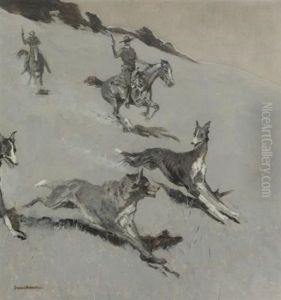 With The Wolfhounds (coursing With The Greyhounds) by Frederic Remington