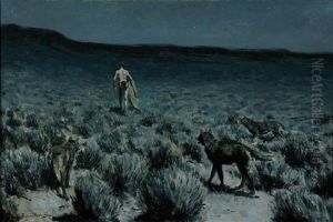 The Wolves Sniffed Along The Trail But Came No Nearer by Frederic Remington