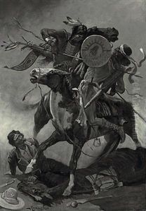 Thrust His Lance Through The Body And Rode Him Down by Frederic Remington