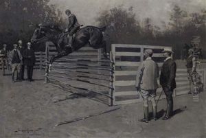 "transport": The First Horse In America To Jump Six Feet by Frederic Remington