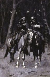 Cheyenne Scouts Patrolling The Big Timber Of The North Canadian, Oklahoma by Frederic Remington