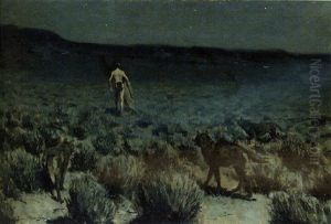 The Wolves Sniffed Along On The Trail, But Came No Nearer by Frederic Remington