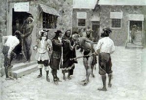 Nacked Indians In Montreal by Frederic Remington