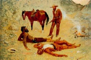 He Lay Where He Had Been Jerked, Still As A Log (jerked Down) by Frederic Remington