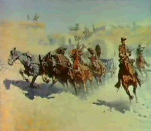 Attack On The Supply Wagons by Frederic Remington