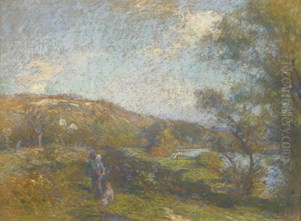 Franzosische Flusslandschaft Mit Figurlicher Staffage - view 1