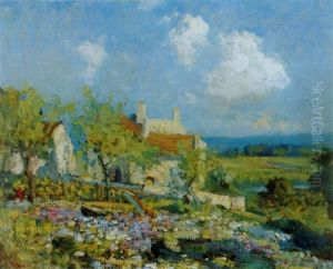 Landschaft Mit Blick Auf Haus Und Garten