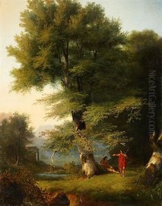 Paysage Arcadien Avec Deux Bergers by Jean Charles Joseph Remond