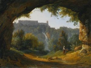 View Of Tivoli From A Grotto by Jean Charles Joseph Remond