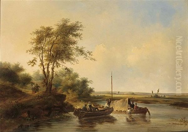 A River Landscape With Boats - view 1
