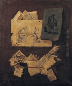 Trompe L'oeil Aux Gravures Et Lunette by Andrea Domenico Remps