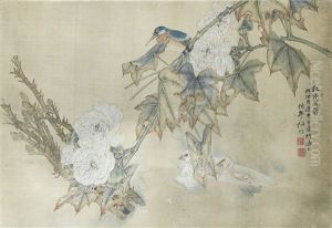 Oiseaux Et Hibiscus by Ren Bonian