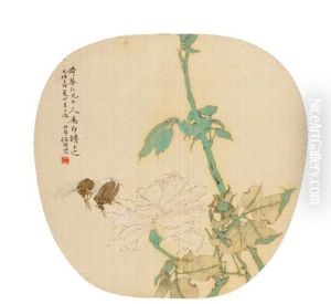 White Rose And Cicadas by Ren Bonian