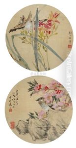 Bird And Flowers (2 Works) by Ren Bonian