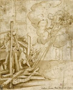 Mary With The Infant Jesus Appearing Before The Wounded In An Accident by Carlo Bononi