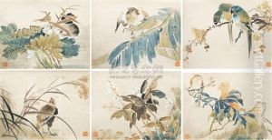 Flowers And Bird (6 Works) by Ren Bonian