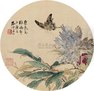 Peony And Butterfly by Ren Bonian