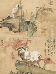 Flower And Bird (2 Works) by Ren Bonian