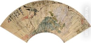 Bird And Chrysanthemum by Ren Bonian