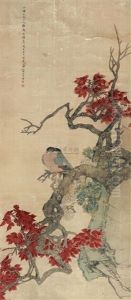 Double Birds With Red Leaves by Ren Bonian