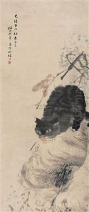 Wisteria And Cat by Ren Bonian