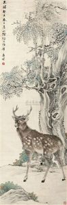 Deer And Pine by Ren Bonian