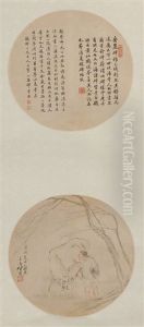 Ren Xun (1835-1893) Fan Painting , Shao Jingkang (qing) by Ren Xun