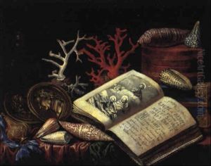 Nature Morte Aux Livres D'heures, Coquillages Et Coraux by Simon Renard De Saint-Andre