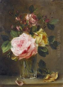 Stillleben Mit Rosen In Einem Becherglas by Camille Renard