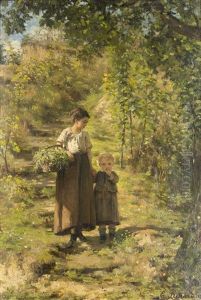 Blumenpfluckerinnen Im Wald by Emile Renard