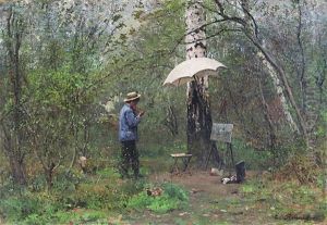Le Jeune Peintre En Foret by Emile Renard