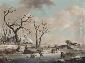 Winter Landscape With Skaters by Fredericus Theodorus Renard