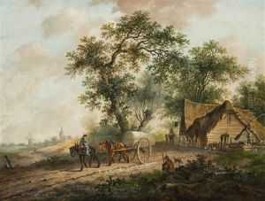 Landscape With A Horse And Cart by Fredericus Theodorus Renard