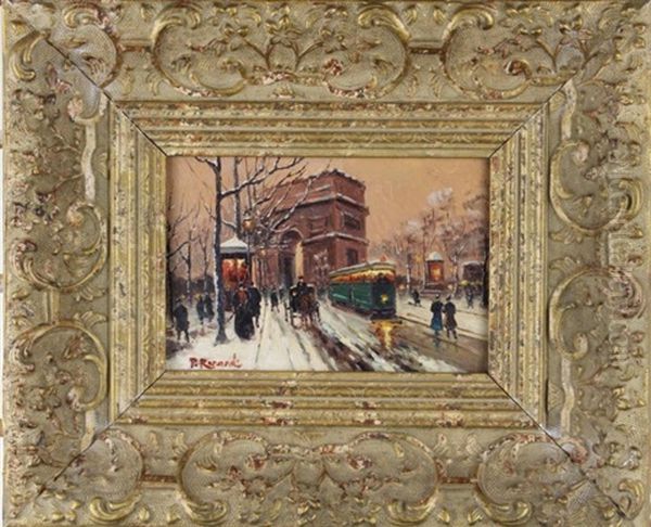 Winter Evening Street Scene - view 1