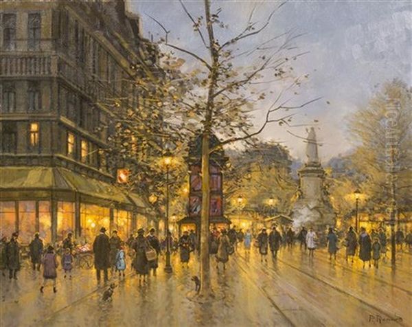 Paris Street Scene, Evening - view 1