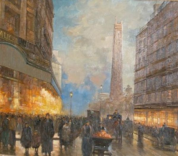 Paris Street Scene At Night - view 1