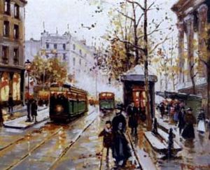 Busy Street In Paris by Paul Renard