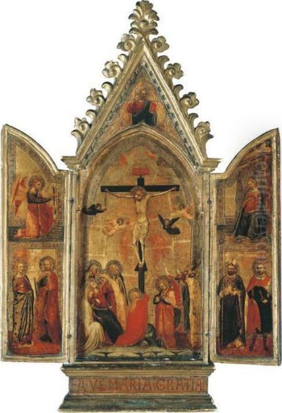 A Tabernacle: The Central Panel: The Crucifixion; The Wingsextended: The Annunciation With The Archangel Gabriel And Saintsmargaret Of Antioch And Catherine Of Alexandria, On The Left; Andthe Virgin With Saints Nicholas Of Myra And Julian The Hospitator,o - view 1