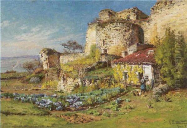 Fruhlingsgarten An Den Mauern Einer Alten Ruine - view 1