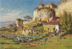 Fruhlingsgarten An Den Mauern Einer Alten Ruine