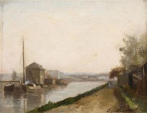 Spazierganger Auf Dem Kanalweg by Charles Edmond Renault
