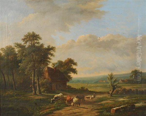 Bergers Et Troupeaux Dans Un Paysage - view 1