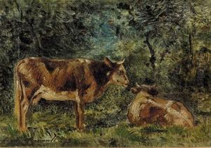Landschaft Mit Weidenden Kuhen by Charles Edmond Renault